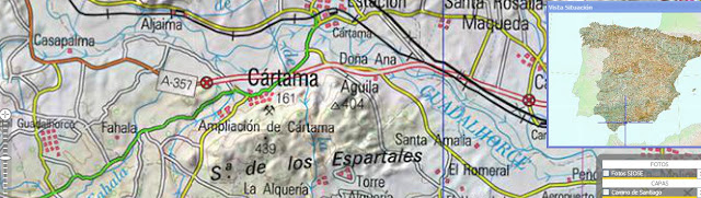 Mapa de la Sierra de Cártama, al oeste de la ciudad de Málaga